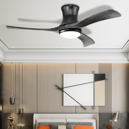 Costway 52 Inches Ceiling Fan with LED Light, Remote Control,6 Wind Speeds and 8H Timer