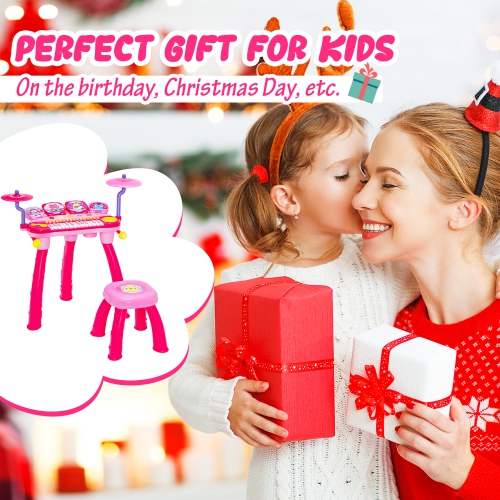 Costway 24 Key DJ Piano Keyboard Drum Toy Music Instrument w/MP3 Microphone Cymbal