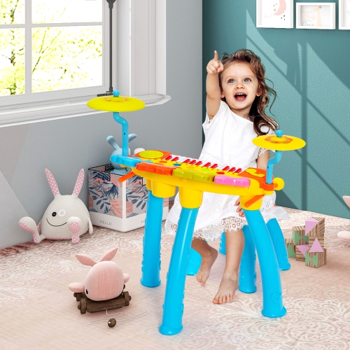 Costway 24 Key DJ Piano Keyboard Drum Toy Music Instrument w/MP3 Microphone Cymbal