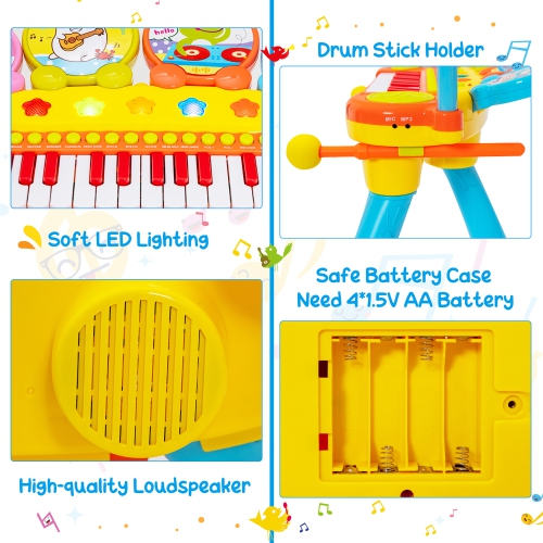 Costway 24 Key DJ Piano Keyboard Drum Toy Music Instrument w/MP3 Microphone Cymbal