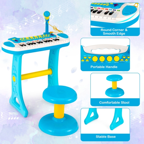 Costway 31 Key Kids Piano Keyboard Toy Toddler Musical Instrument w/ Microphone