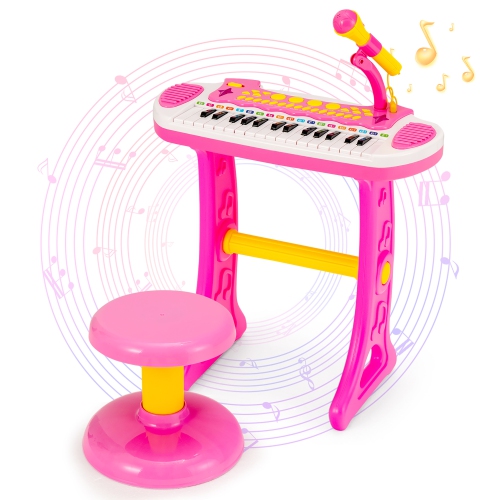 Instrument musical avec microphone pour enfants à clavier et piano pour tout-petits de Costway 31 touches