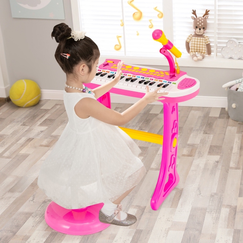 Instrument musical avec microphone pour enfants à clavier et piano pour tout-petits de Costway 31 touches