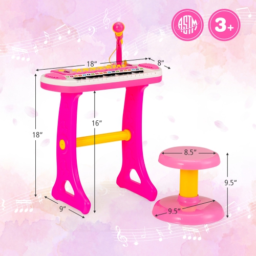Instrument musical avec microphone pour enfants à clavier et piano pour tout-petits de Costway 31 touches