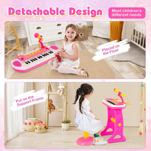 Instrument musical avec microphone pour enfants à clavier et piano pour tout-petits de Costway 31 touches