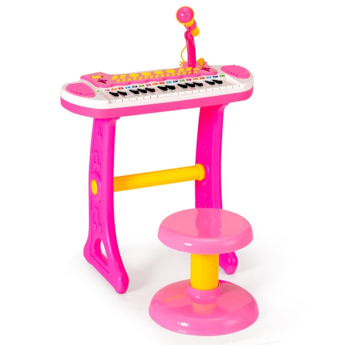 Instrument musical avec microphone pour enfants à clavier et piano pour tout-petits de Costway 31 touches