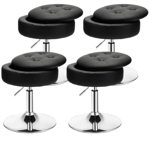 Costway Set of 4 Adjustable&nbsp;Vanity Stool 360° Swivel Storage Makeup Chair with Tray