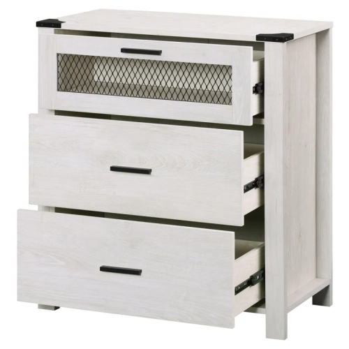 WAMPAT Dresser for Bedroom, Accent Chests of 3 Drawers,Storage Cabinet with Mesh Tower for Living Room, Hallway, Entryway, Antique White