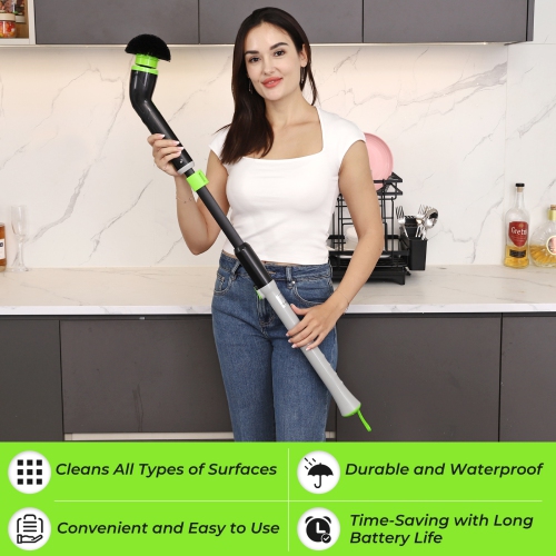 Electric Spin Scrubber, Cordless Powerful Scrub Brush for Cleaning Bathroom, 4 Replaceable Brush Heads