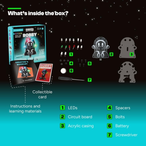 CircuitMess Wacky Robots Robby - Kids STEM Adventure Toys Electronics Kit - Science Kit & Robotics Kit - Engineering Kit with STEM Activity Kits for