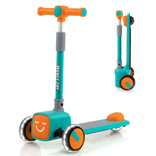 Honeyjoy – Scooter-jouet pliable réglable pour enfants avec roues clignotantes à DEL Corn 4 couvertures Emoji