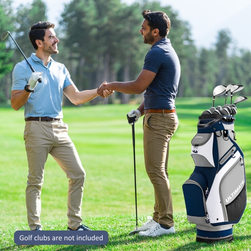 10.5" Golf Stand Bag w/14 Way Full-Length Dividers Rain Hood 7 Zippered Pockets