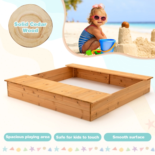 Bac à sable en bois pour enfants avec bancs et boîtes de rangement de Costway pour enfants Ensemble extérieur
