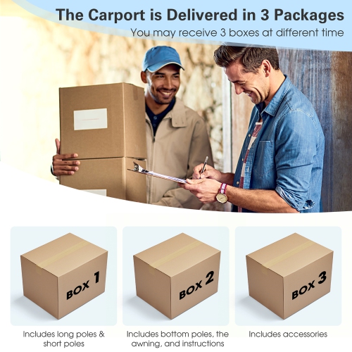 Costway 10.2' X 20.4' Heavy-Duty Carport Car Canopy Shelter Outdoor Portable Garage Door