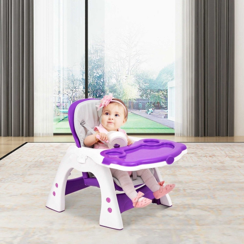Costway 3 in 1 Baby High Chair Convertible Play Table Seat Booster Toddler Feeding Tray