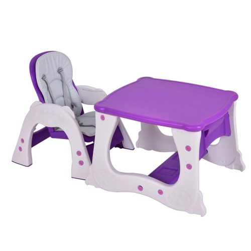 Costway 3 in 1 Baby High Chair Convertible Play Table Seat Booster Toddler Feeding Tray