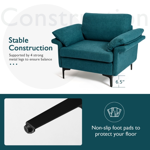 Costway Modern Fabric Accent Armchair Upholstered Single Sofa w/ Metal Legs