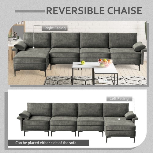 Costway Modern Modular L-shaped Sectional Sofa w/ Reversible Chaise & 2 USB Ports