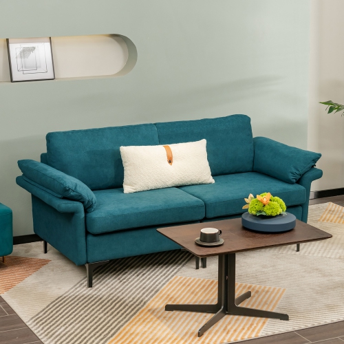 Costway Modern Loveseat Fabric 2-Seat Sofa Couch for Small Space w/ Metal Legs