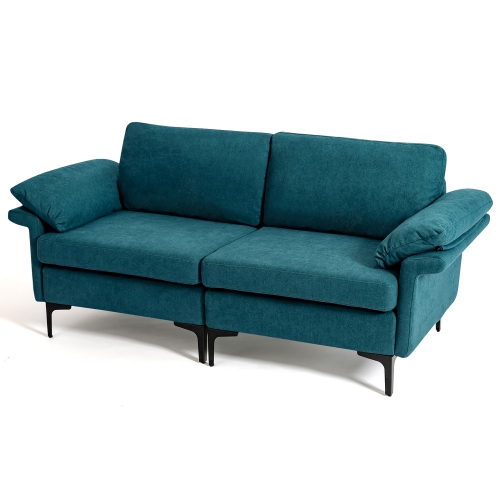 Costway Modern Loveseat Fabric 2-Seat Sofa Couch for Small Space w/ Metal Legs