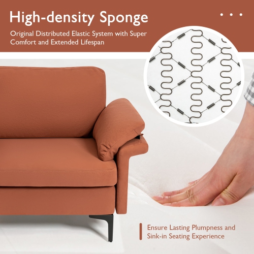 Costway Modern Loveseat Fabric 2-Seat Sofa Couch for Small Space w/Metal Legs