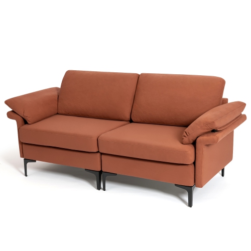 Costway Modern Loveseat Fabric 2-Seat Sofa Couch for Small Space w/Metal Legs