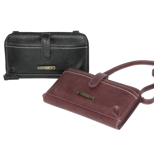 Ladies Zip Around Wallet with Crossbody Strap