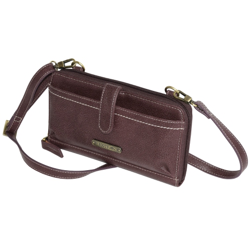 Ladies Zip Around Wallet with Crossbody Strap