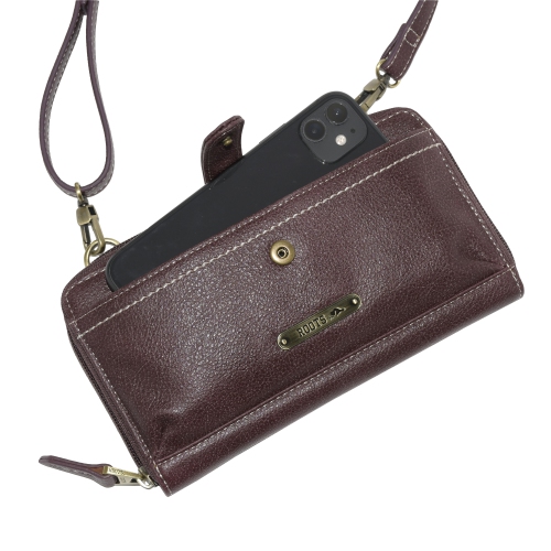 Ladies Zip Around Wallet with Crossbody Strap