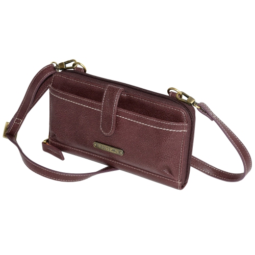 Ladies Zip Around Wallet with Crossbody Strap