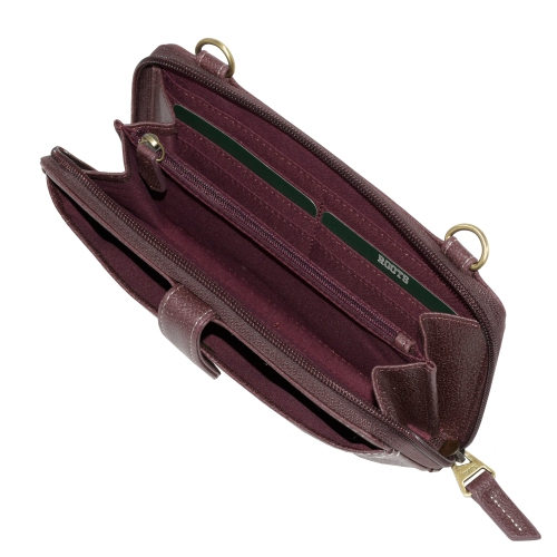 Ladies Zip Around Wallet with Crossbody Strap