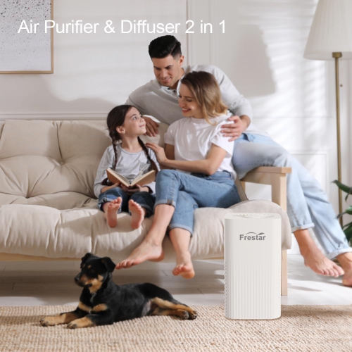Frestar Small Air Purifier and Diffuser 2 in 1 for Office Bedroom Home, Desktop Air Purifier with HEPA Filter for Smoke, Dust, Pets, Super Quiet