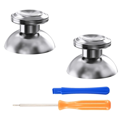 Custom Silver Metal Thumbsticks for PS5 Controller, Replacement Aluminum Analog Stick Joystick for PS4 Controller - Controller NOT Included