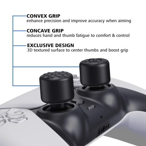 Black Ergonomic Stick Caps Thumb Grips for PS5 for PS4,Xbox Series X/S,Xbox One,Xbox One X/S,Switch Pro Controller-with 3 Height Convex and