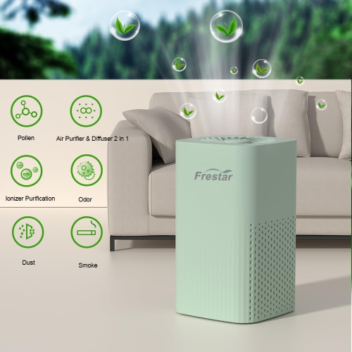Small Air Purifier and Diffuser 2 in 1 for Office Bedroom Home, Desktop Air Purifier with HEPA Filter for Odor, Dust, Pets, Super Quiet Powered by