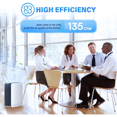 Smart Home Air Purifier 1485 Sq Ft H13 True HEPA Clean 99.97% Hair Dust Smoke and Odor Eliminator in White