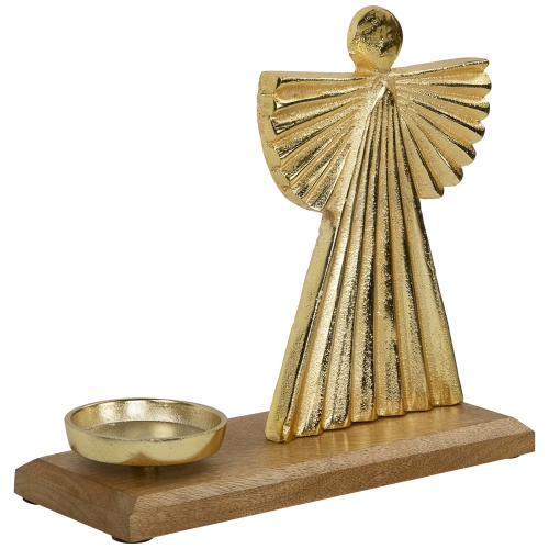 Heavenly Angel Metal Christmas Votive Holder - 10" - Gold