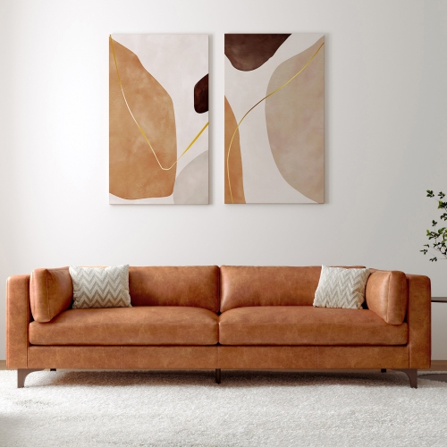 Valencia Mary Top Grain Nappa Full Leather Wide Sofa, Saddle Tan