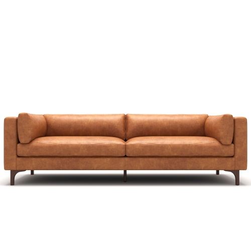 Valencia Mary Top Grain Nappa Full Leather Wide Sofa, Saddle Tan