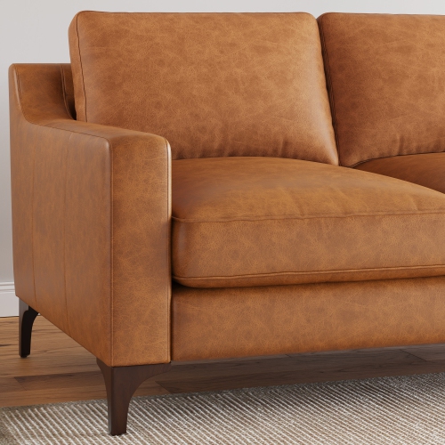 Valencia Hannah Three Seats Leather Sofa, Saddle Tan