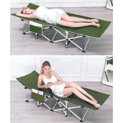 Livearty Folding Camping Cot, Portable Camp Bed Cots, Max Load 450 LBS, for Camping, BBQ, Hiking, Backpacking, Beach, Office Green
