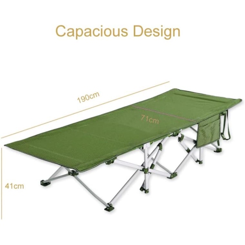 Livearty Folding Camping Cot, Portable Camp Bed Cots, Max Load 450 LBS, for Camping, BBQ, Hiking, Backpacking, Beach, Office Green