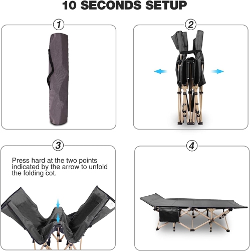 Livearty Folding Camping Cot, Portable Camp Bed Cots, Max Load 450 LBS, for Camping, BBQ, Hiking, Backpacking, Beach, Office Green