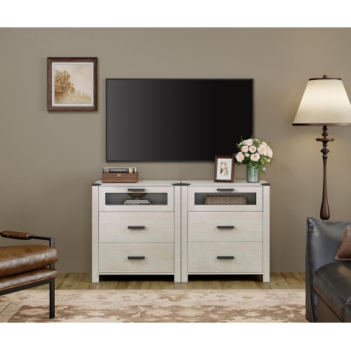 WAMPAT Dresser for Bedroom with 6 Drawers, Storage Drawer Organizer, Tall Chest of Drawers for Closet, Living Room, Hallway, Entryway,Antique White