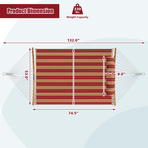 Hamac de Costway avec courroie incurvée en bambou et chaîne portative d'intérieur pour l'extérieur