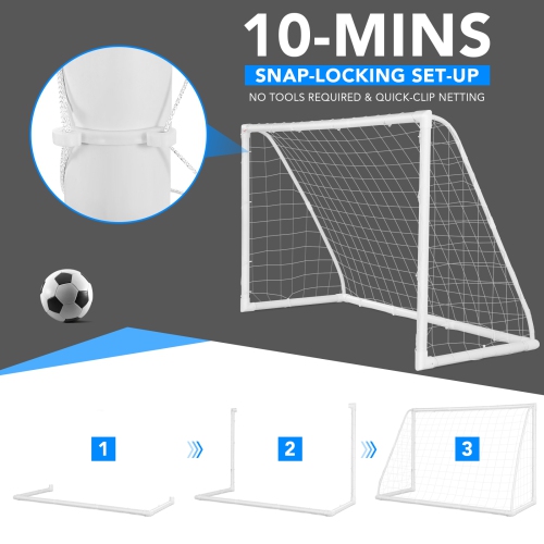 Costway 6 FT x 4 FT Portable Kids Soccer Goal Quick Set-up for Backyard Soccer Training