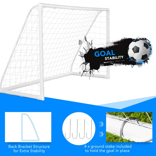 Costway 6 FT x 4 FT Portable Kids Soccer Goal Quick Set-up for Backyard Soccer Training