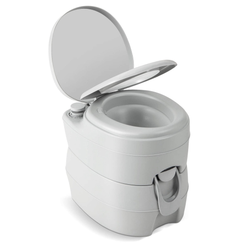 Toilette portative compacte Commode de Costway avec réservoir à déchets amovible gris de 5,2 gallons