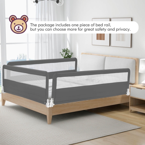 Babyjoy 71" Long Bed Rail for Toddlers with Removable Cover Breathable Mesh & Crossbar