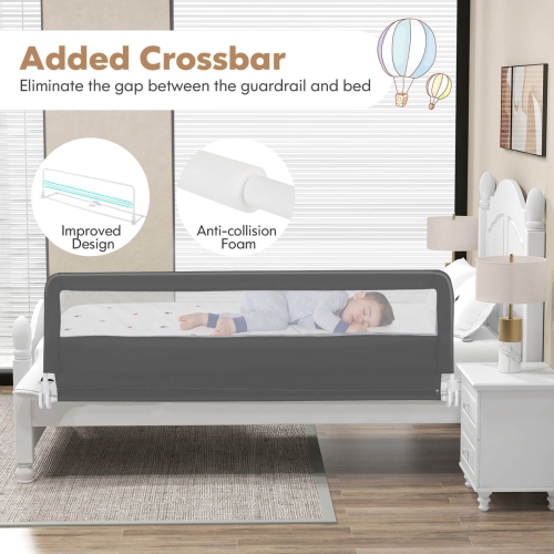 Babyjoy 71" Long Bed Rail for Toddlers with Removable Cover Breathable Mesh & Crossbar